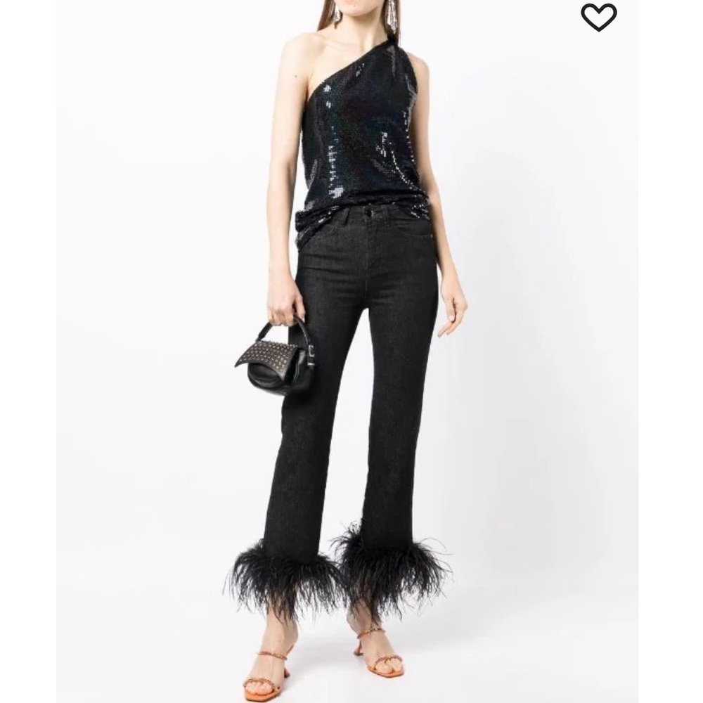 16Arlington Ostrich Feather black detail slim-cut jeans - Picture 4 of 6